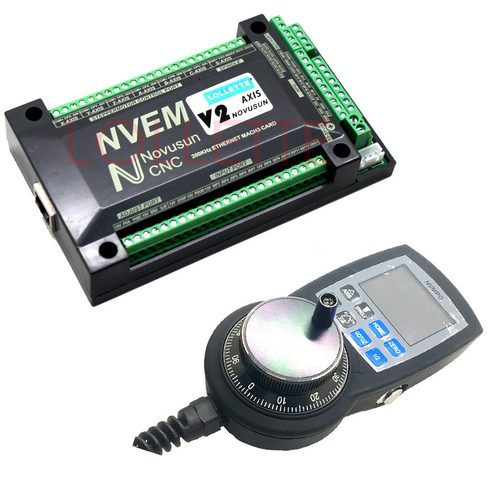 NVEM 6 Axis CNC Controller MACH3 Ethernet Interface Board Card+NVMPG handwheel
